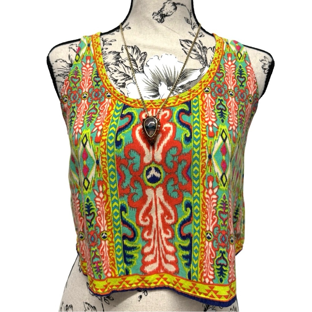 Flying Tomato Cropped Neon Sleeveless Rayon Top Size Medium